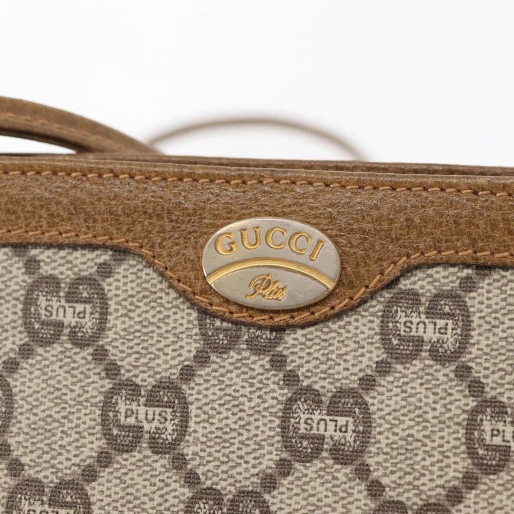 GUCCI GG Plus Supreme Shoulder Bag PVC Leather Beige Gold Auth 156788 - Picture 10 of 16